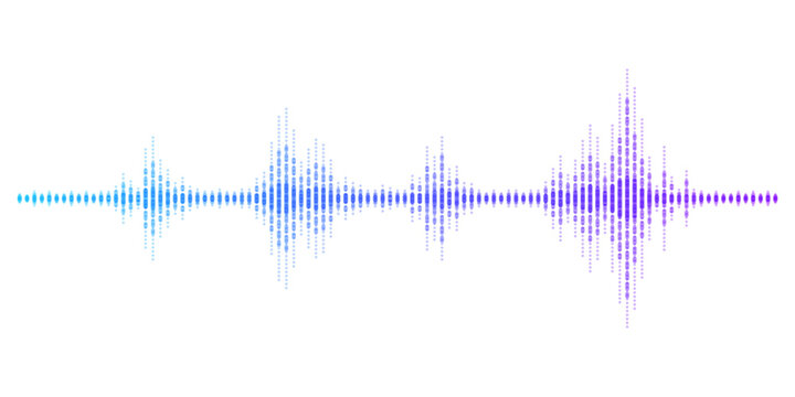 Abstract sound wave stripe lines colourful gradient purple blue equalizer isolated on transparent background. Vector illustration in concept music, sound, technology.