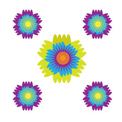 set of colorful flower