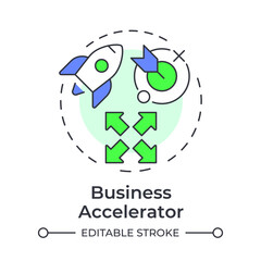 Business accelerator multi color concept icon. Target goal, milestone. Company, startup. Round shape line illustration. Abstract idea. Graphic design. Easy to use in infographic, brochure