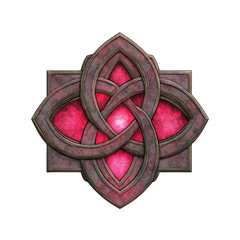 Illuminated Celtic Knotwork Crimson Gemstone Design