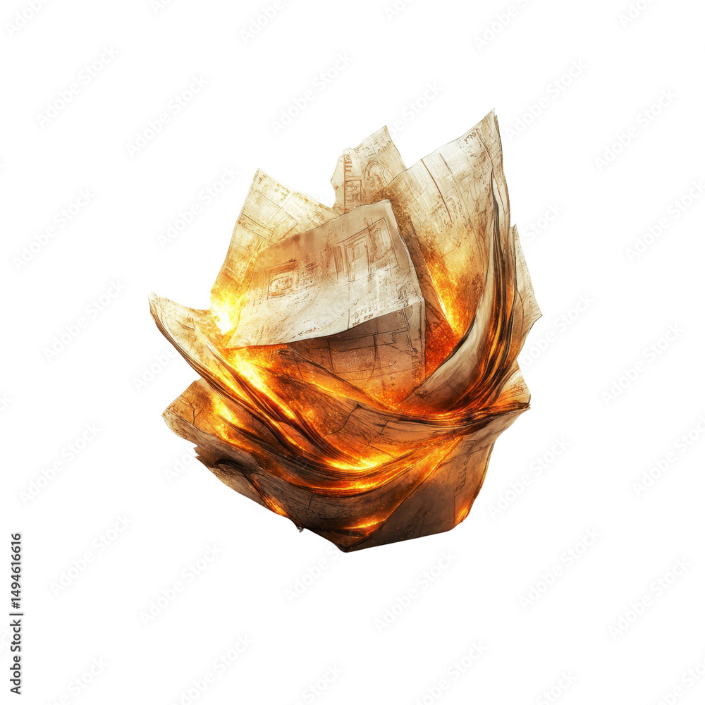 Poster abstract burning blueprint orb architectural design concept