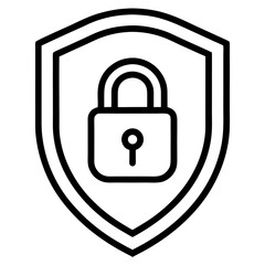 Security black line art icon on white background.