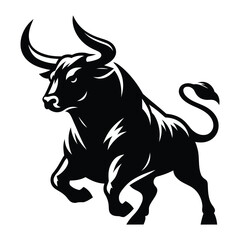 Stylized depiction of a bull in a dynamic pose.