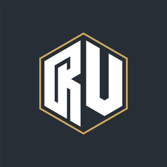 Obraz premium Modern Luxury Letter Monogram Logo with Polygon Frame Design 