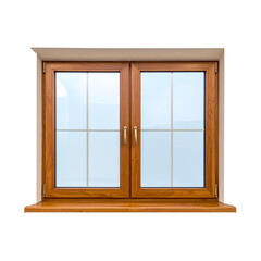 Fototapeta premium wooden window with wooden shutters isolated