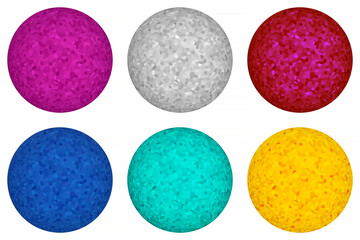 color beads with diamond like texture isolated on white background