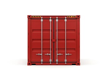Red Cargo Container Isolated on White Background