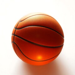 Fototapeta premium A deflated basketball lying flat with visible creases and wrinkles. Photographed on white to focus on its unusual shape and condition.