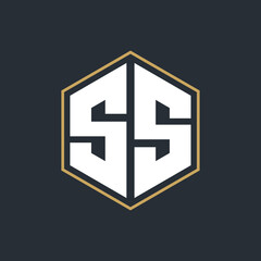 Modern Luxury Letter Monogram Logo with Polygon Frame Design
