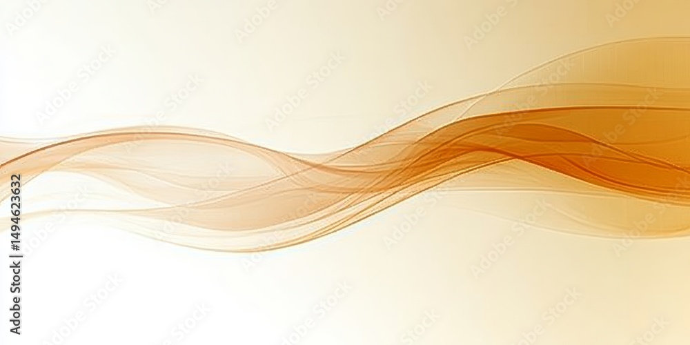 Poster gentle and delicate vivid fluid of abstract golden background with dynamic waves and soft gradient.