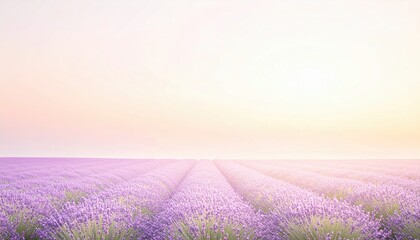 Obraz premium Lavender fields blooming at sunrise nature photography serene landscape peaceful environment aesthetic view