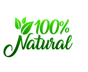 Fototapeta premium Clean and simple 100% natural icon symbolizing purity, organic quality, eco-friendly products, featuring leaf and nature-inspired design for sustainable and healthy lifestyle branding.