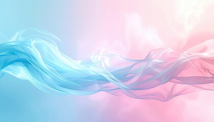 Fototapeta premium Flowing blue and pink fabric abstracts studio digital art ethereal environment wide angle fluid motion concept