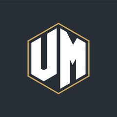 Modern Luxury Letter Monogram Logo with Polygon Frame Design
