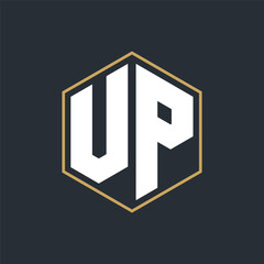 Modern Luxury Letter Monogram Logo with Polygon Frame Design
