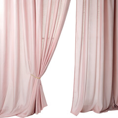 Pink curtains isolated on white background