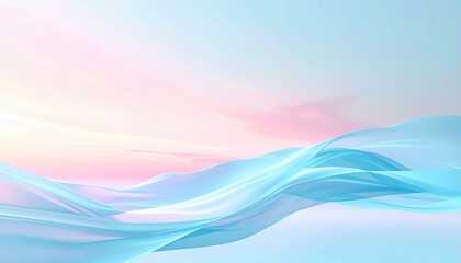 Fototapeta premium Flowing waves of soft blue and pink tones serene landscape digital art tranquil environment abstract viewpoint