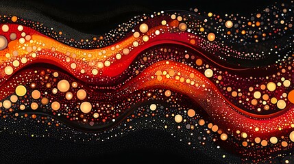 High-detail image of red and orange dot clusters forming wave-like traditional motif Cultural Detail and Traditional Artistry Geometric Patterns and Symbolism