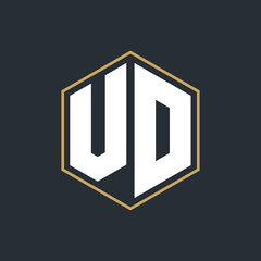 Modern Luxury Letter Monogram Logo with Polygon Frame Design
