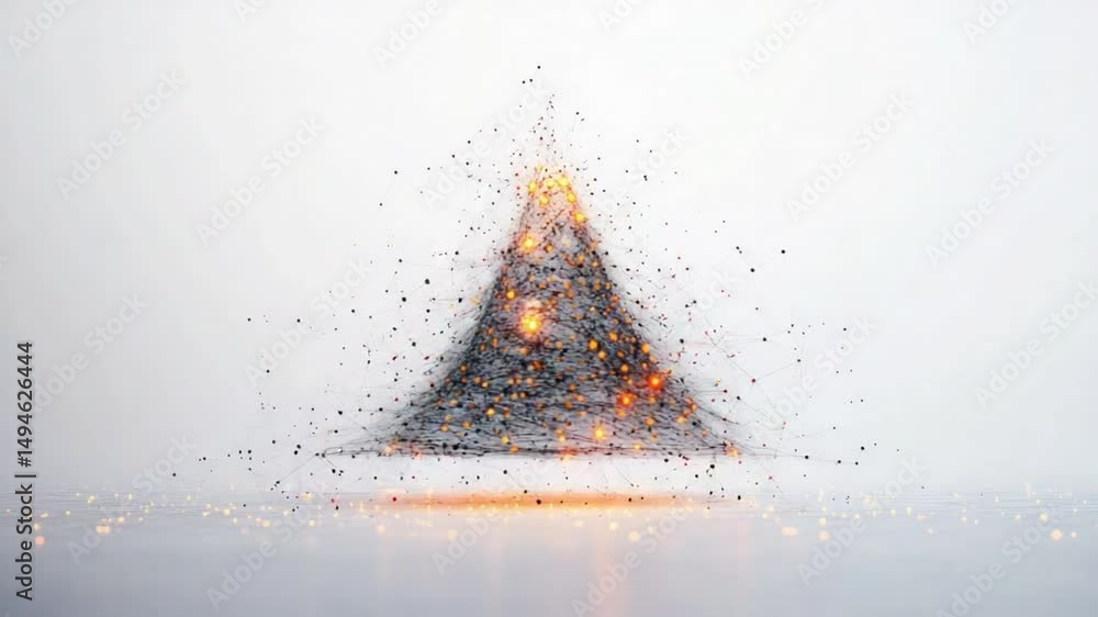 Poster sparkling pyramid: a mesmerizing abstract image of a pyramid formed from sparkling particles, with a
