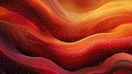 High-detail image of red and orange dot clusters forming wave-like traditional motif Cultural Detail and Traditional Artistry Geometric Patterns and Symbolism