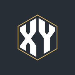 Modern Luxury Letter Monogram Logo with Polygon Frame Design
