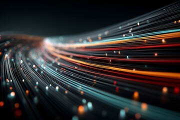 Cinematic global network connections with dynamic data visualization and digital flow