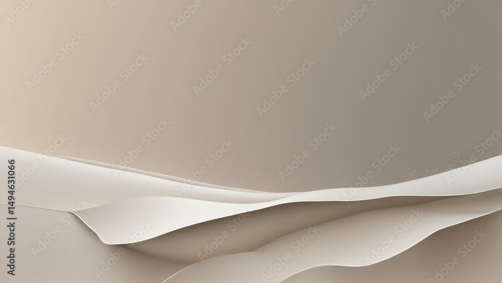 Poster abstract beige landscape with wavy lines and subtle gradient background