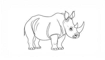 Fototapeta premium Simple outline drawing of a rhinoceros.