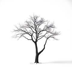 Obraz premium A minimalist black and white sketch of a tree with a smooth trunk and sparse, delicate branches, isolated on a white background, embodying simplicity and elegance