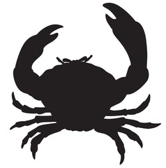 Cute cartoon hand drawn vector crab silhouette.