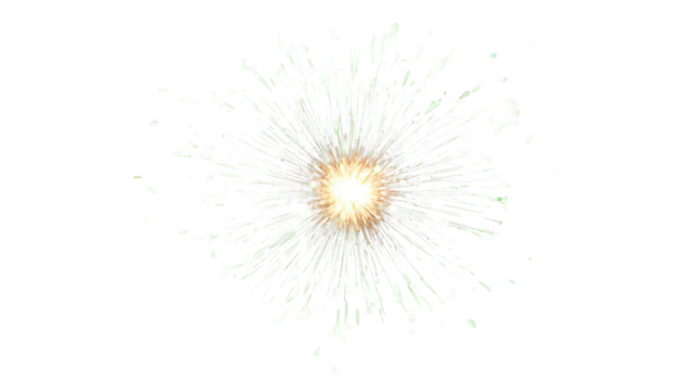 "Spectacular Green Fireworks Display Isolated on Transparent Background"
