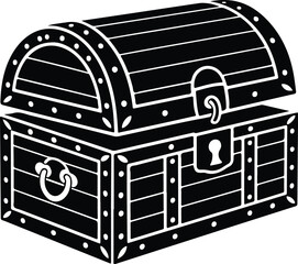 Wooden Chest Silhouette Set – Vintage Treasure Box Icons Collection Chest Box Vector Set – Wooden Silhouette Icons for Pirates & Storage