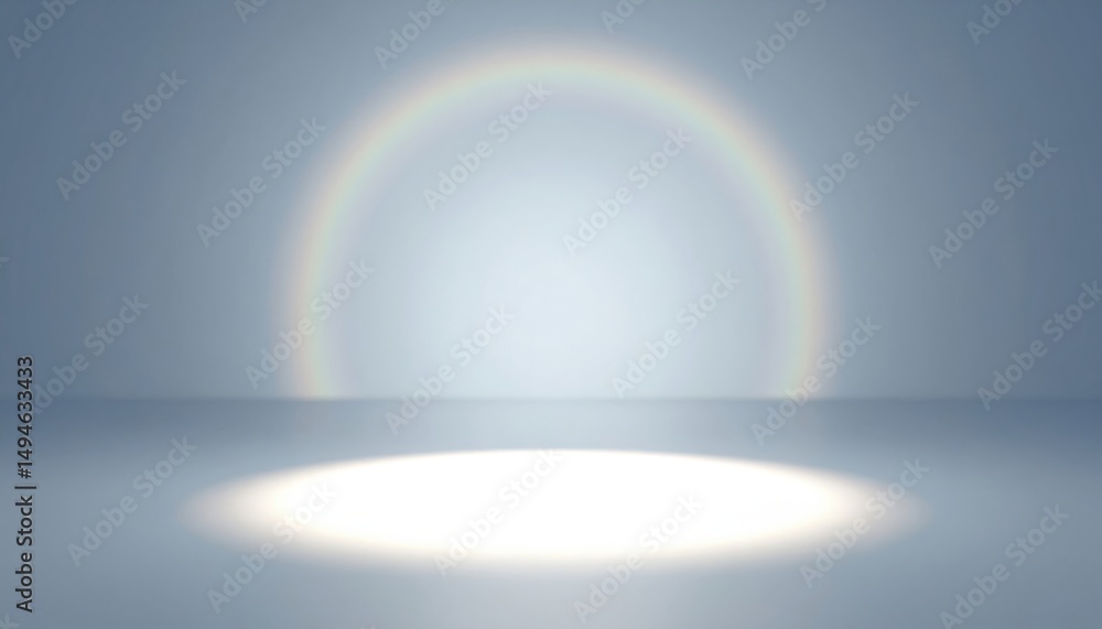 Aufkleber illuminated rainbow reflection digital art studio setting ethereal environment abstract viewpoint