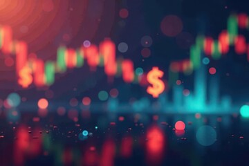 Abstract blurred financial background with currency symbols , gradient, blurred