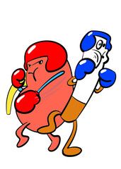 kidney beat cigarette cartoon illustration