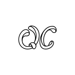 Fototapeta premium QC monogram logo design letter text name symbol monochrome logotype alphabet character simple logo