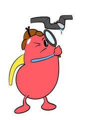 detective kidney cartoon illustration