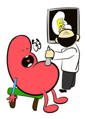 Fototapeta premium kidney and doctor cartoon illustration