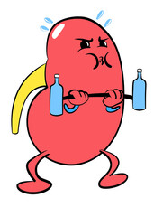 kidney lifting water cartoon illustration 