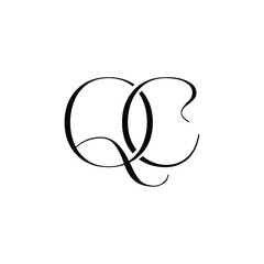 QC monogram logo design letter text name symbol monochrome logotype alphabet character simple logo