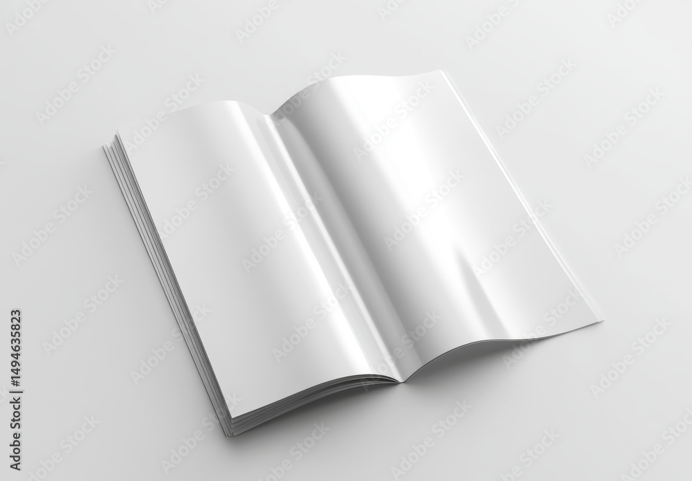 Poster a gray background features an opened leaflet mockup, created as a 3d rendering