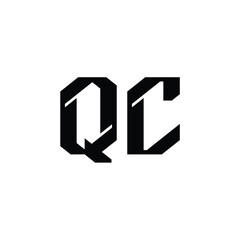 QC monogram logo design letter text name symbol monochrome logotype alphabet character simple logo