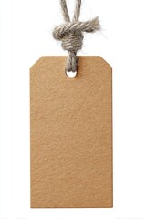 Blank, tan, paper tag, tied with natural twine