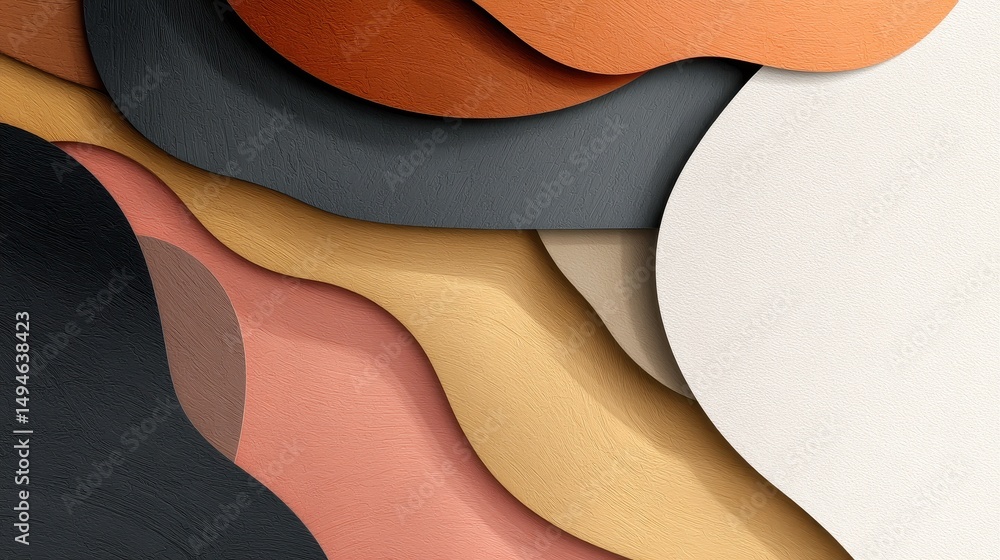 Poster abstract composition of layered colored papers creating a dynamic visual texture