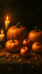Autumn Still Life Pumpkin Candles