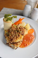 pan fried talapia with peanut souce