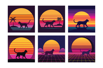 vector illustration of a set of images of the egyptian symbols