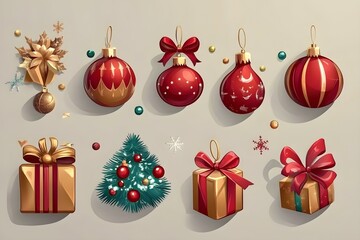 Festive Set of Christmas Elements for a Joyful Holiday Celebration