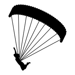 Silhouette of a Skydiver with Parachute in Flight
